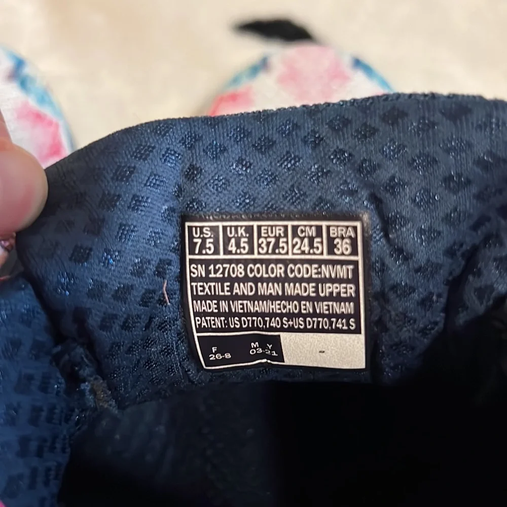 Skechers Tropical Print Sneaker Wedges Spring Essential Navy Multi - Medium - Picture 5 of 8